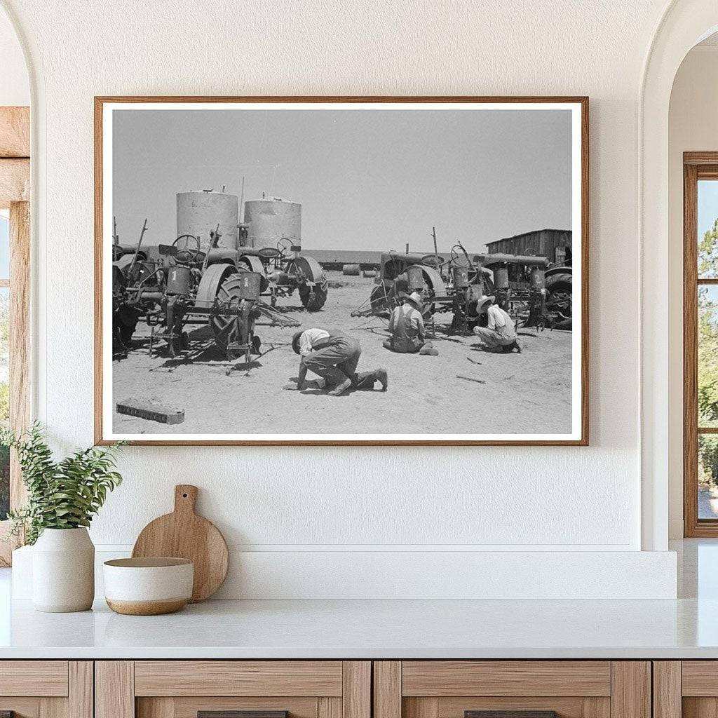 1939 Vintage Farm Scene with Tractors and Laborers in Texas - Available at KNOWOL