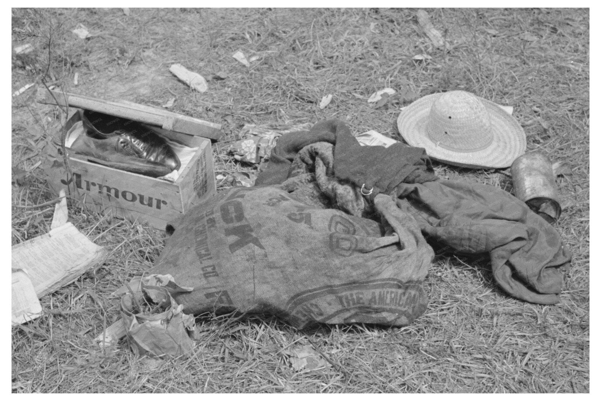1939 Vintage Image of Migratory Workers Belongings Louisiana - Available at KNOWOL