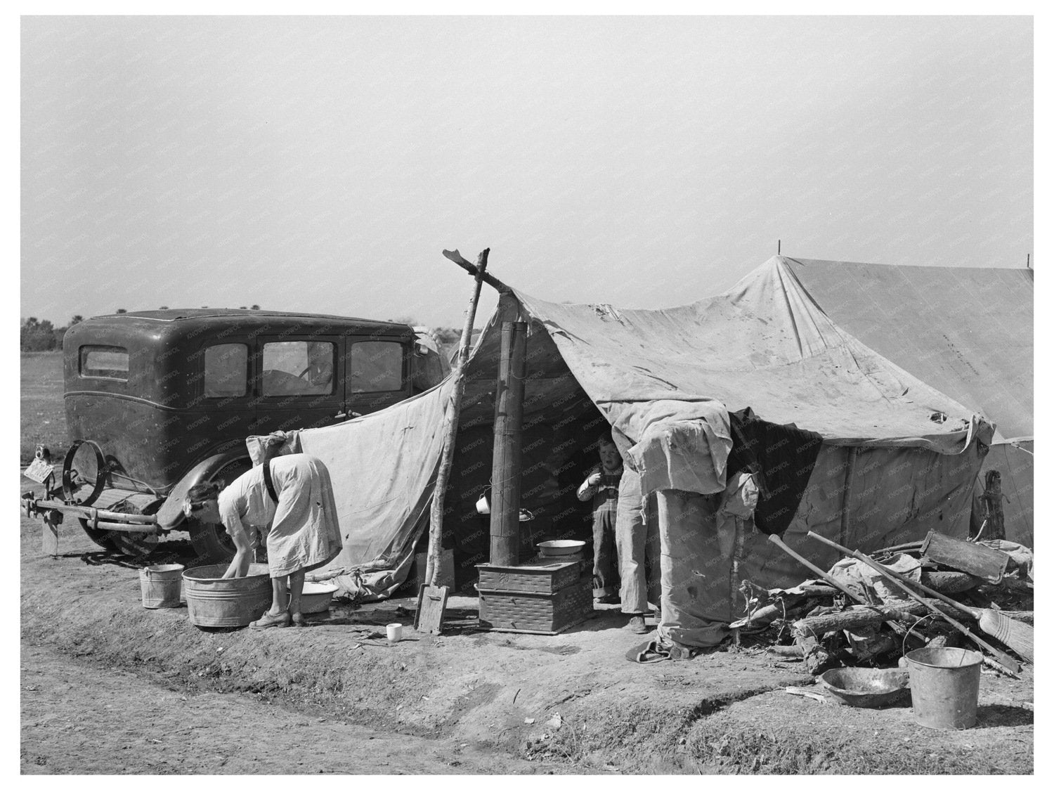 1939 Vintage Image of White Migrant Camp in Weslaco Texas - Available at KNOWOL