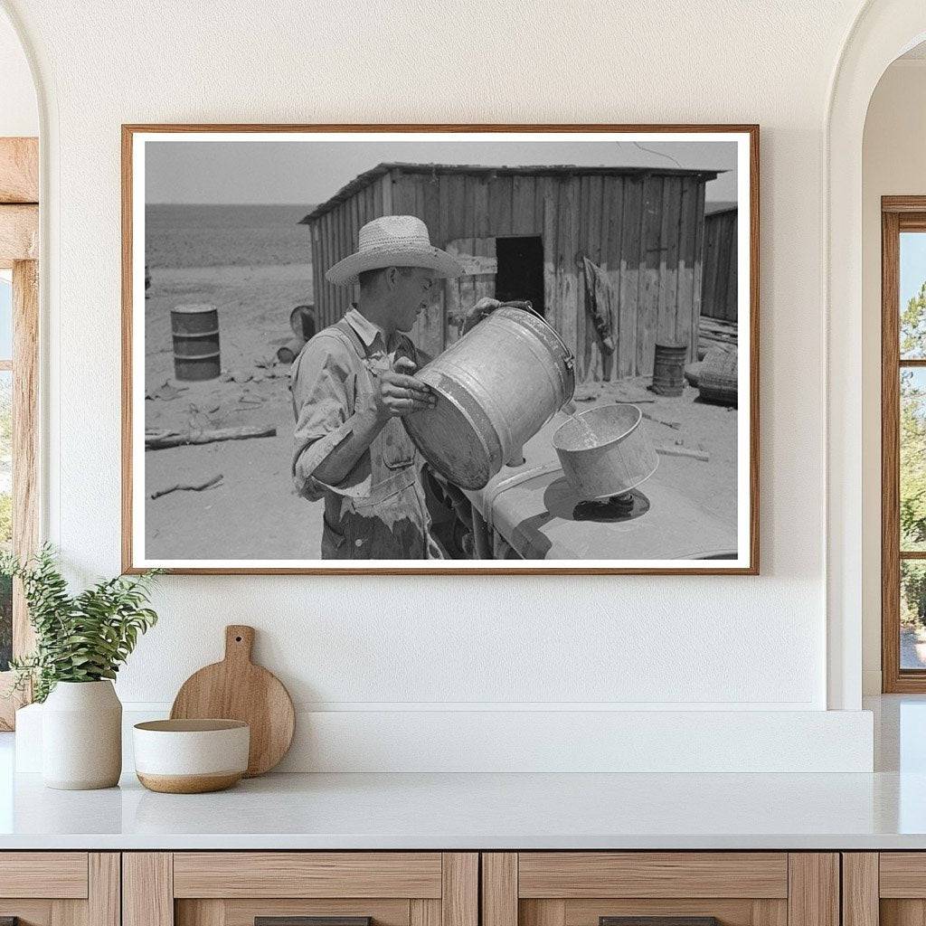 1939 Vintage Photo of Man Pouring Gasoline into Tractor - Available at KNOWOL