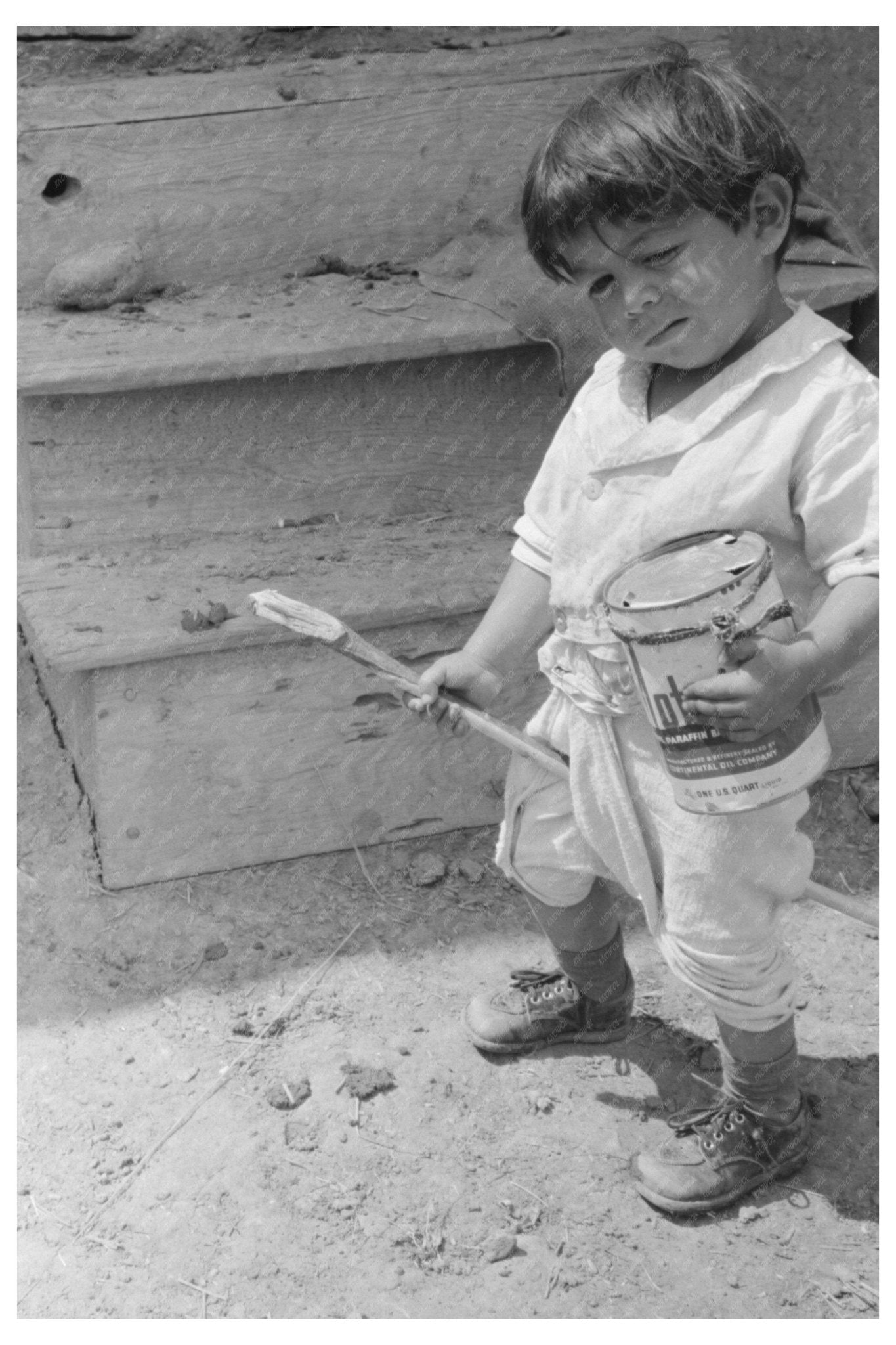 1940 Vintage Photo of Boy Playing with Horse in New Mexico - Available at KNOWOL