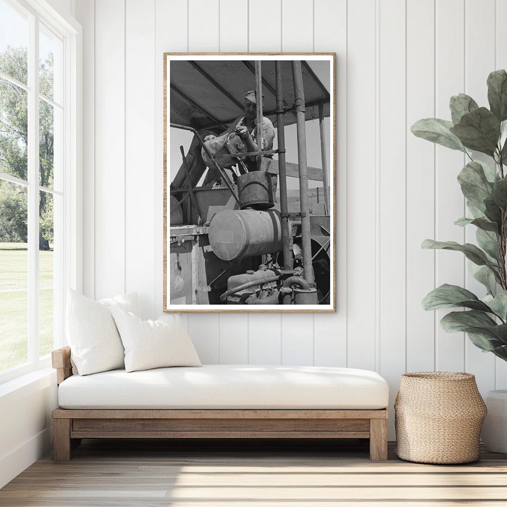 1941 Vintage Image of Worker Fueling Combine Engine - Available at KNOWOL