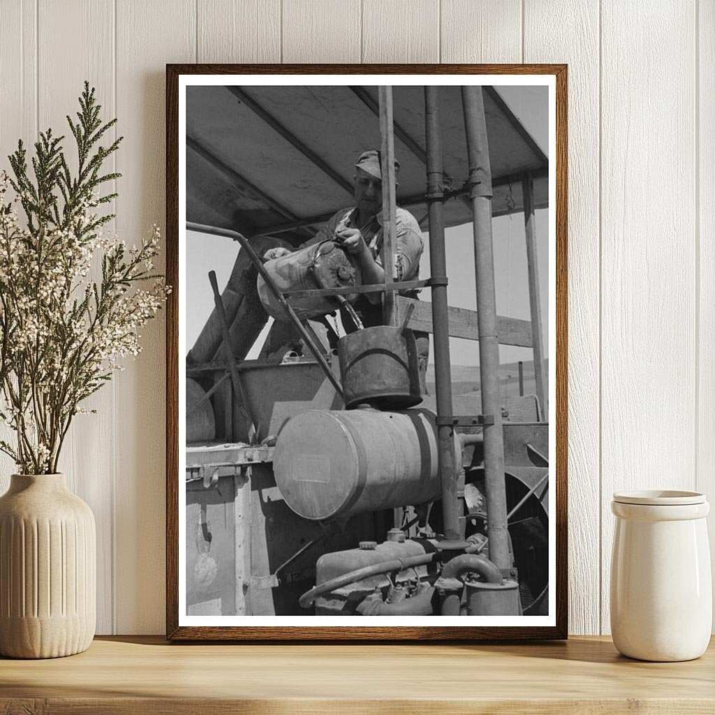1941 Vintage Image of Worker Fueling Combine Engine - Available at KNOWOL