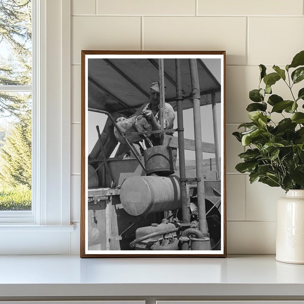 1941 Vintage Image of Worker Fueling Combine Engine - Available at KNOWOL