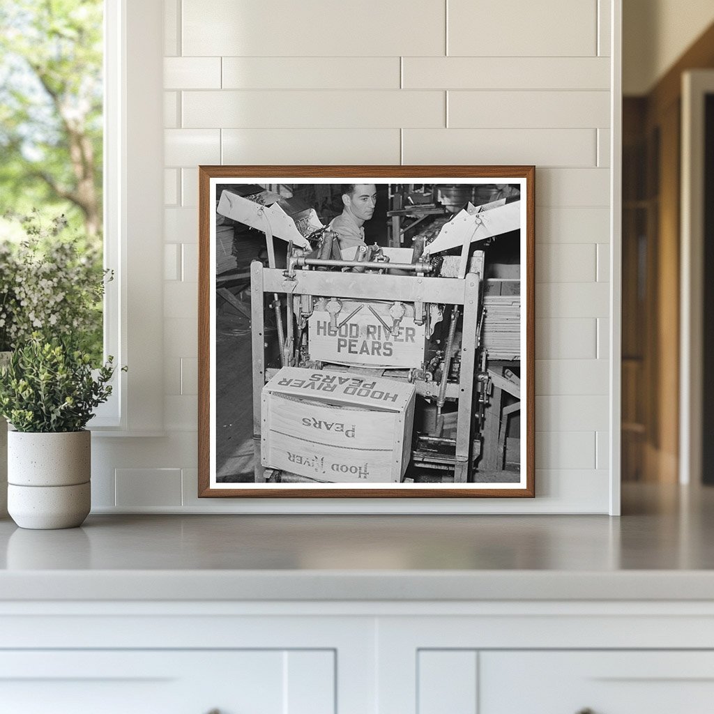 1941 Vintage Photo of Workers Lidding Pear Crates Oregon - Available at KNOWOL