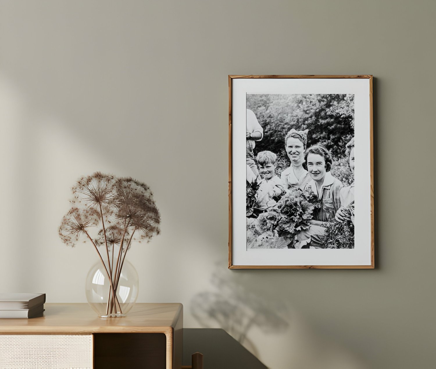 1942 1943 Vintage Photograph of WWII Victory Garden with Six Individuals and Vegetables - Available at KNOWOL
