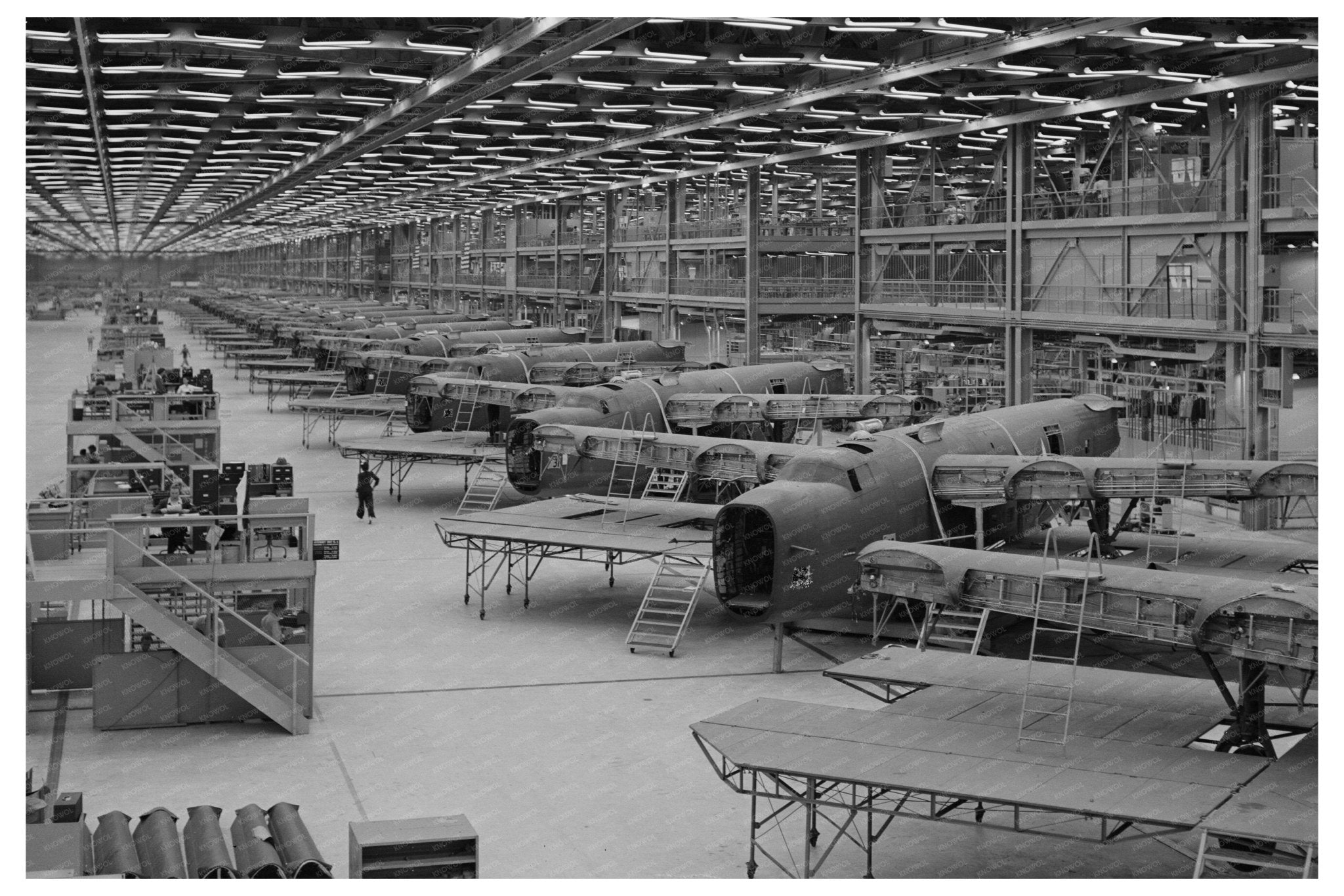 1942 Vintage B - 24 Bomber Assembly Line in Fort Worth Texas - Available at KNOWOL