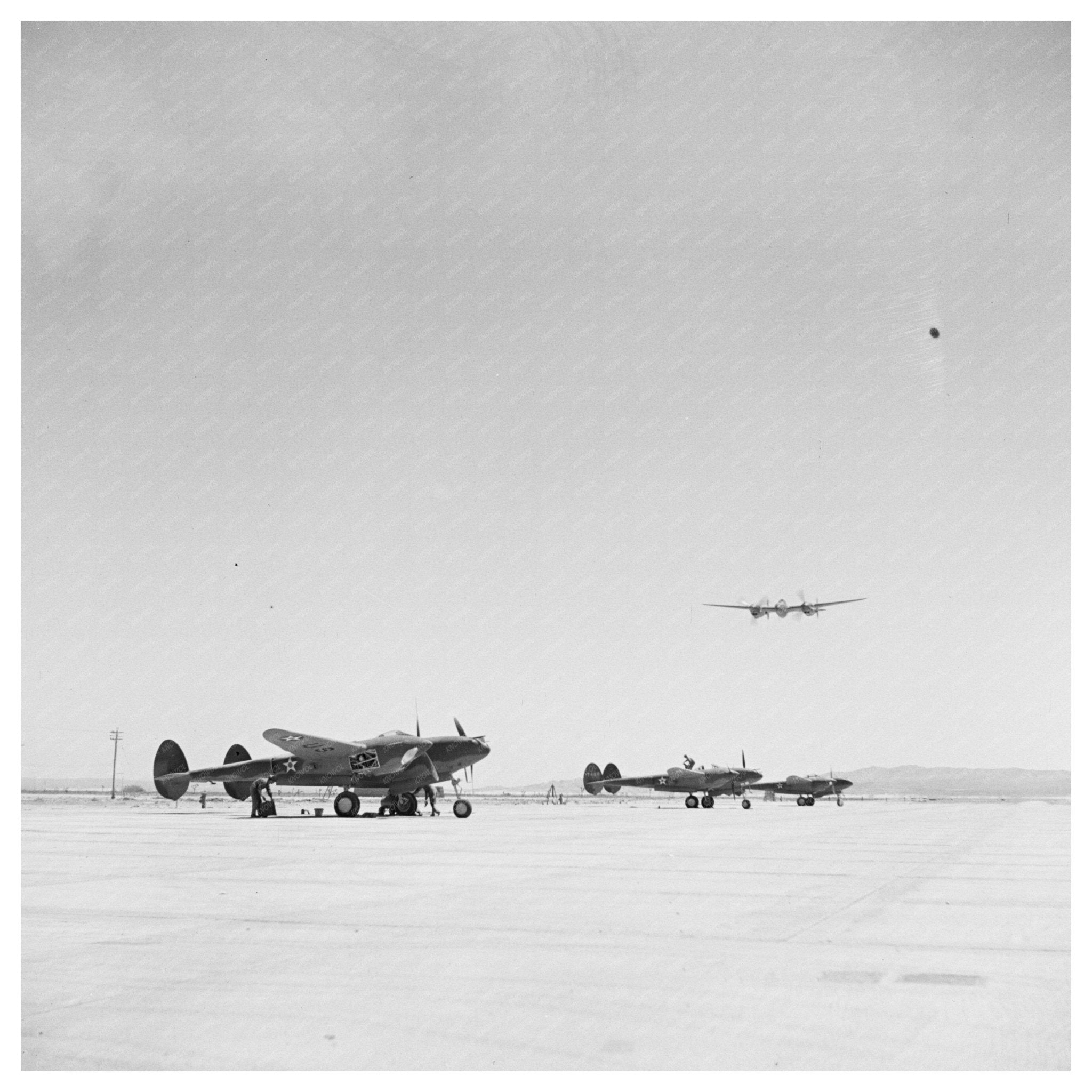 1942 Vintage Image of Interceptor Squadron at Edwards AFB - Available at KNOWOL