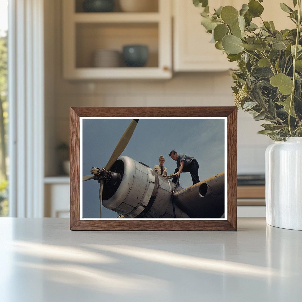 1942 Vintage Naval Air Base Worker with Aircraft in Texas - Available at KNOWOL