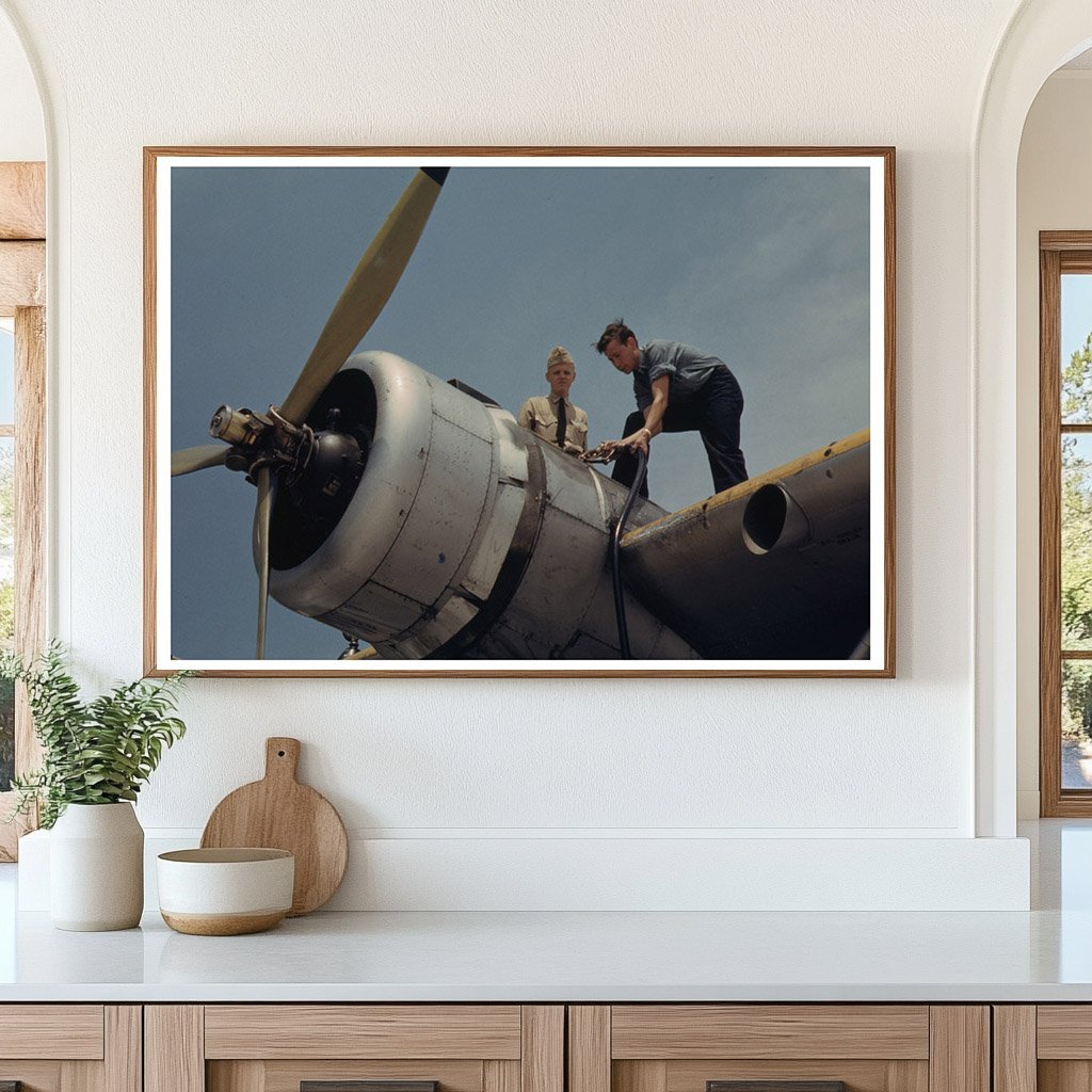 1942 Vintage Naval Air Base Worker with Aircraft in Texas - Available at KNOWOL
