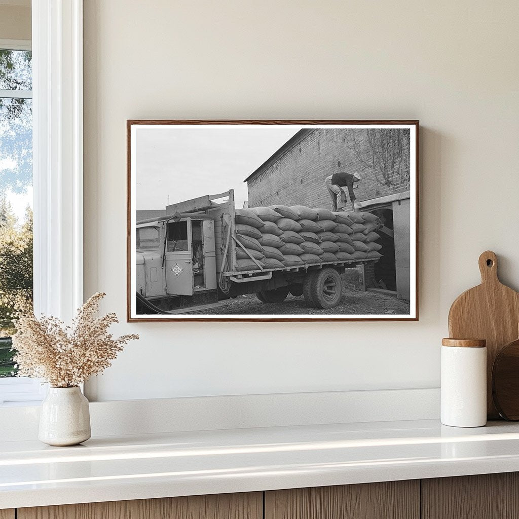 1942 Vintage Petaluma Workers Loading Feed Truck - Available at KNOWOL