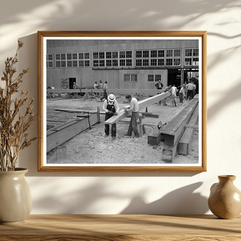 1942 Vintage Photo Workers Inspect Subchaser Keel Timbers - Available at KNOWOL
