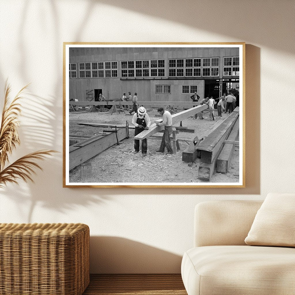 1942 Vintage Photo Workers Inspect Subchaser Keel Timbers - Available at KNOWOL
