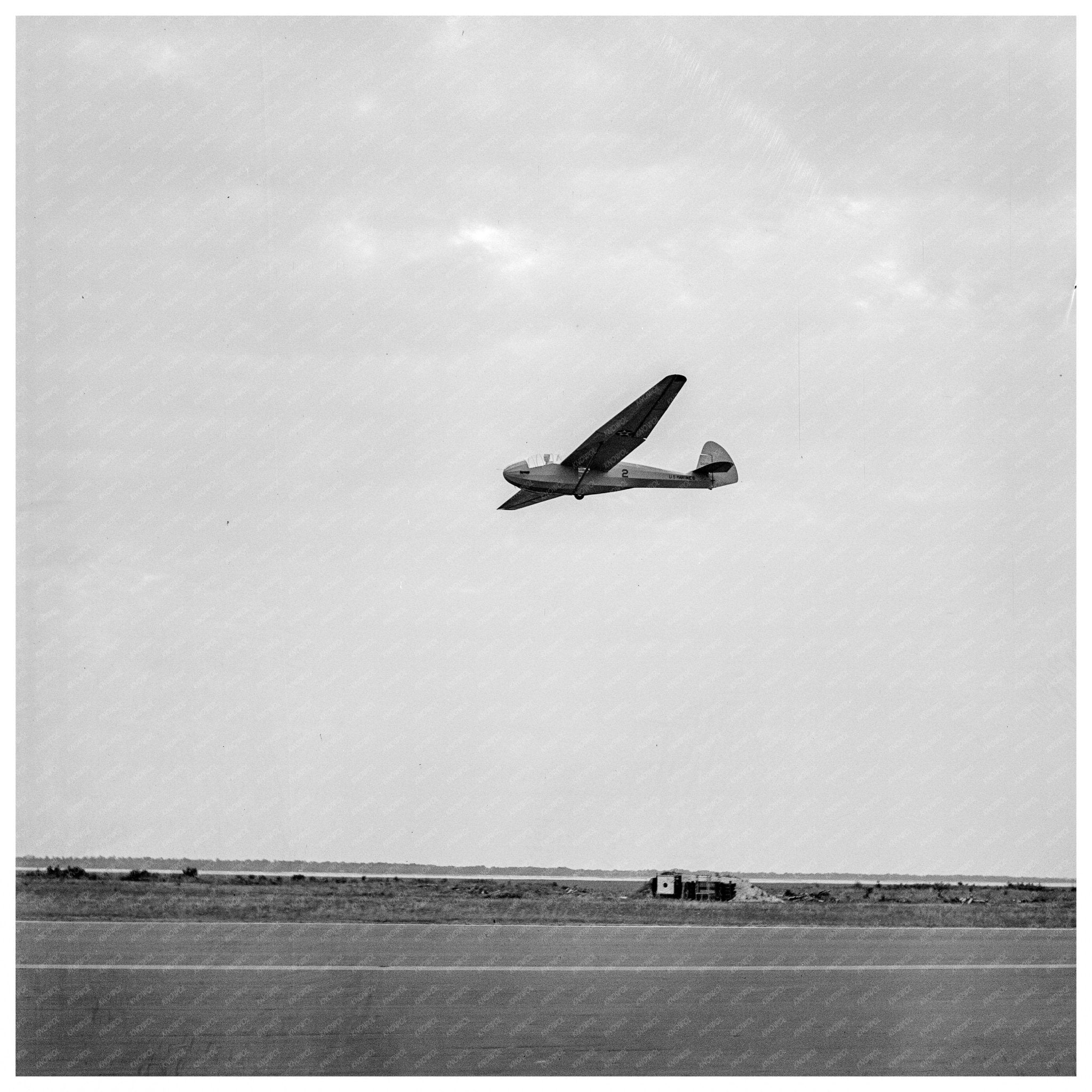 1942 Vintage Photograph of U.S. Marine Corps Glider in Flight at Parris Island - Available at KNOWOL