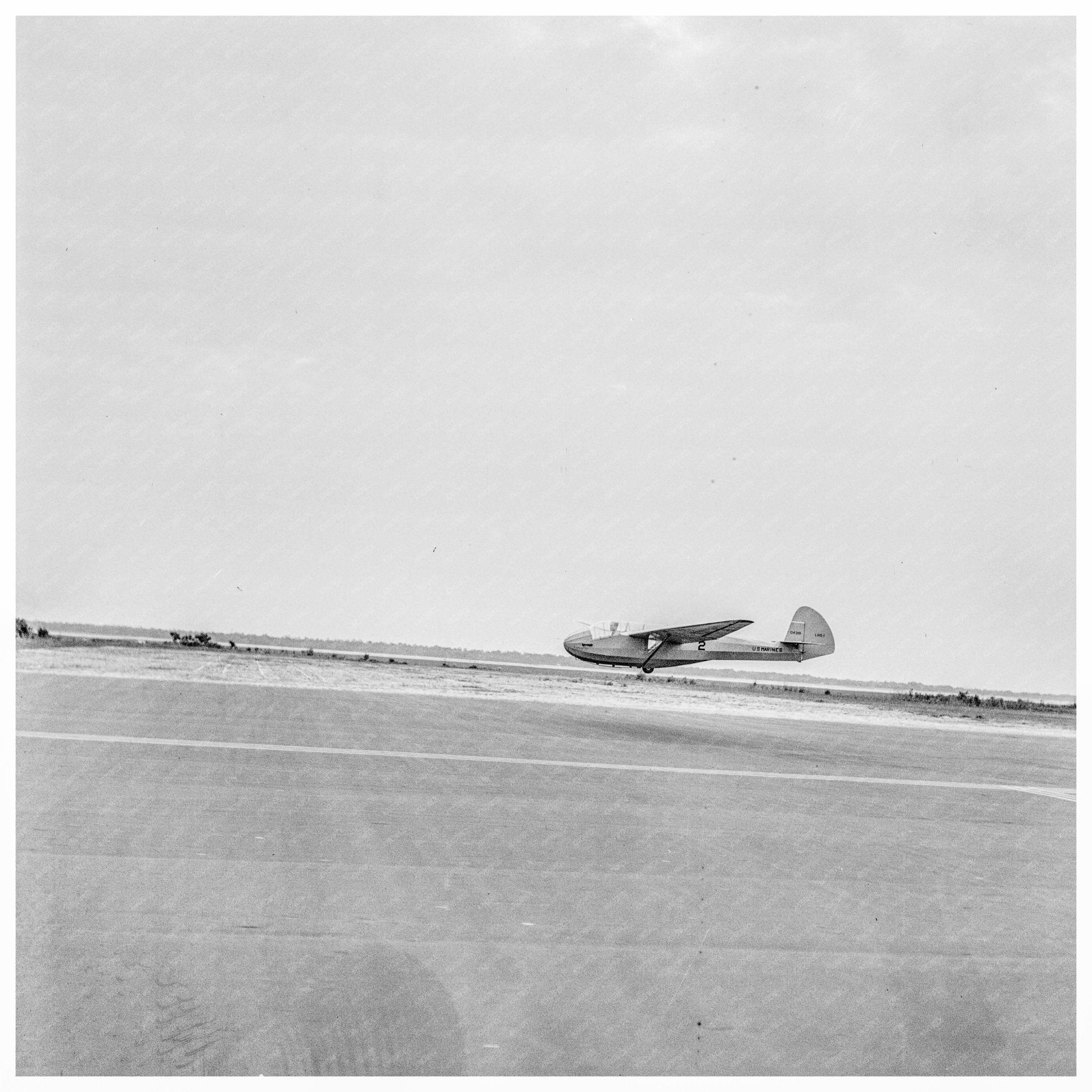 1942 Vintage Photograph of U.S. Marine Corps Glider Plane in Flight at Parris Island - Available at KNOWOL
