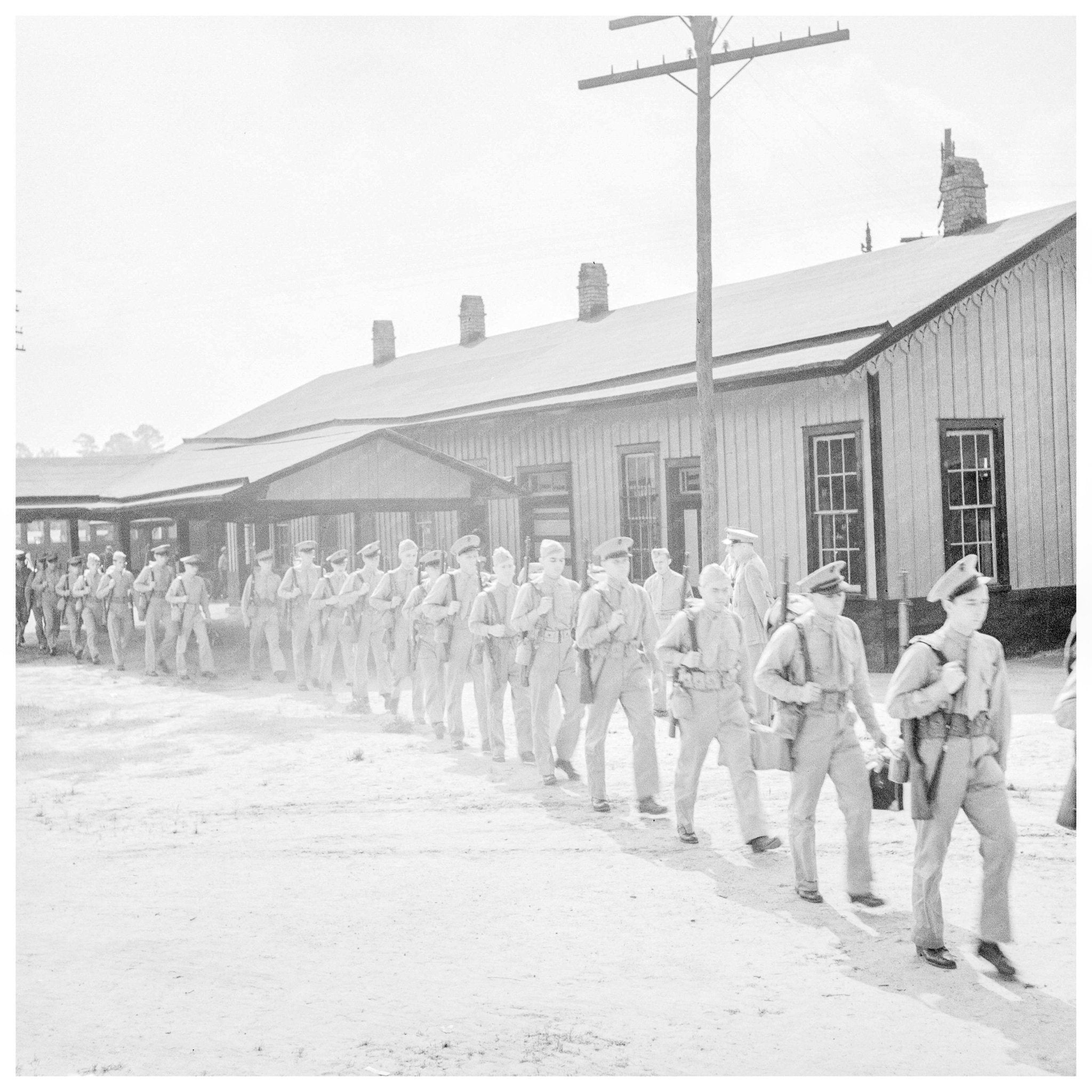 1942 Vintage Photograph of U.S. Marine Corps Recruits at Parris Island Training Camp - Available at KNOWOL