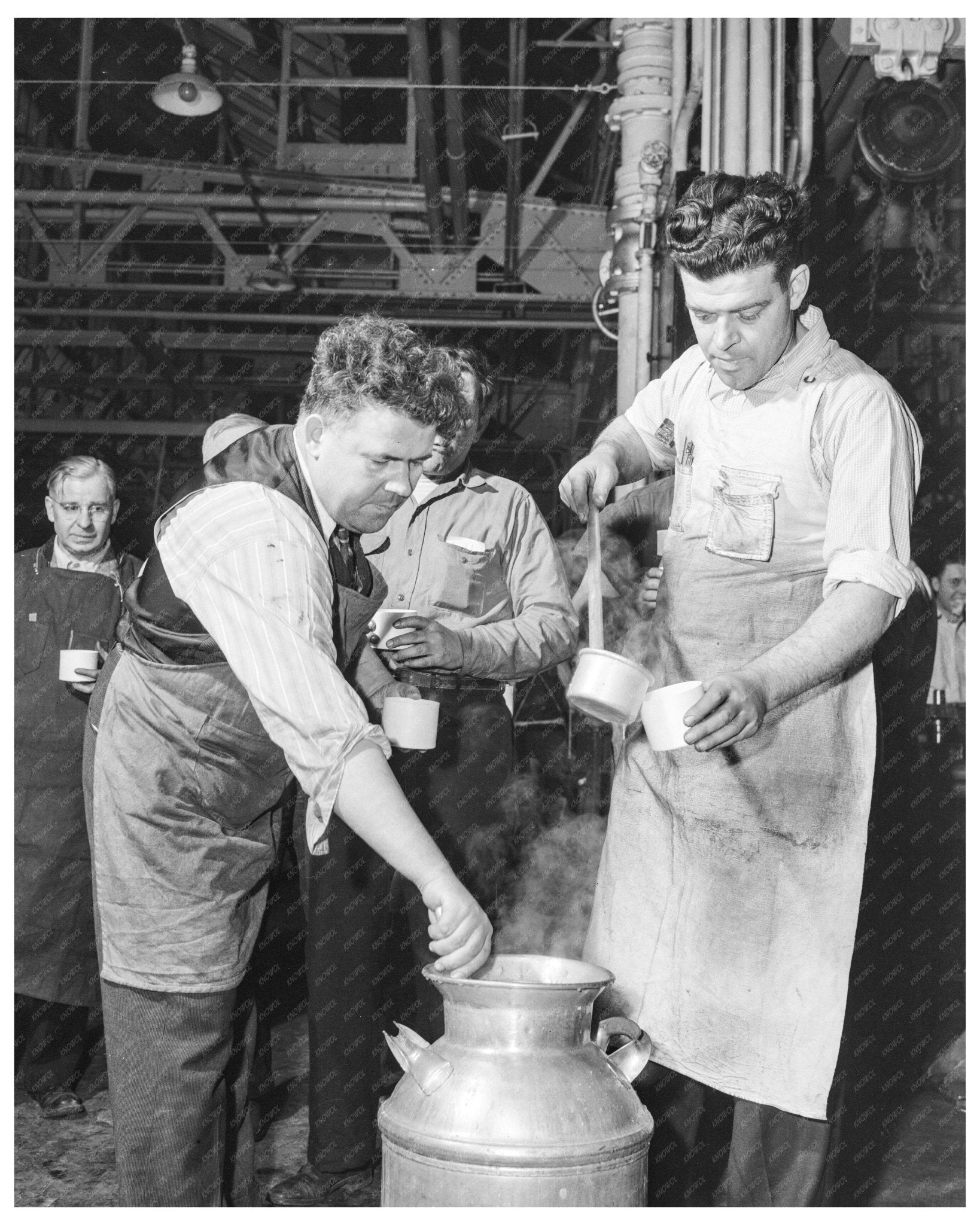 1942 Vintage Photograph of Workmen at Tire Manufacturing Plant in Detroit - Available at KNOWOL