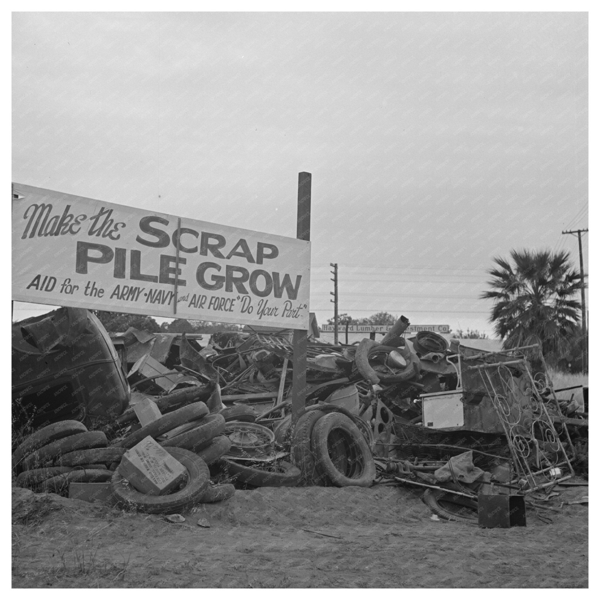 1942 Vintage Scrap Pile in Tulare California - Available at KNOWOL