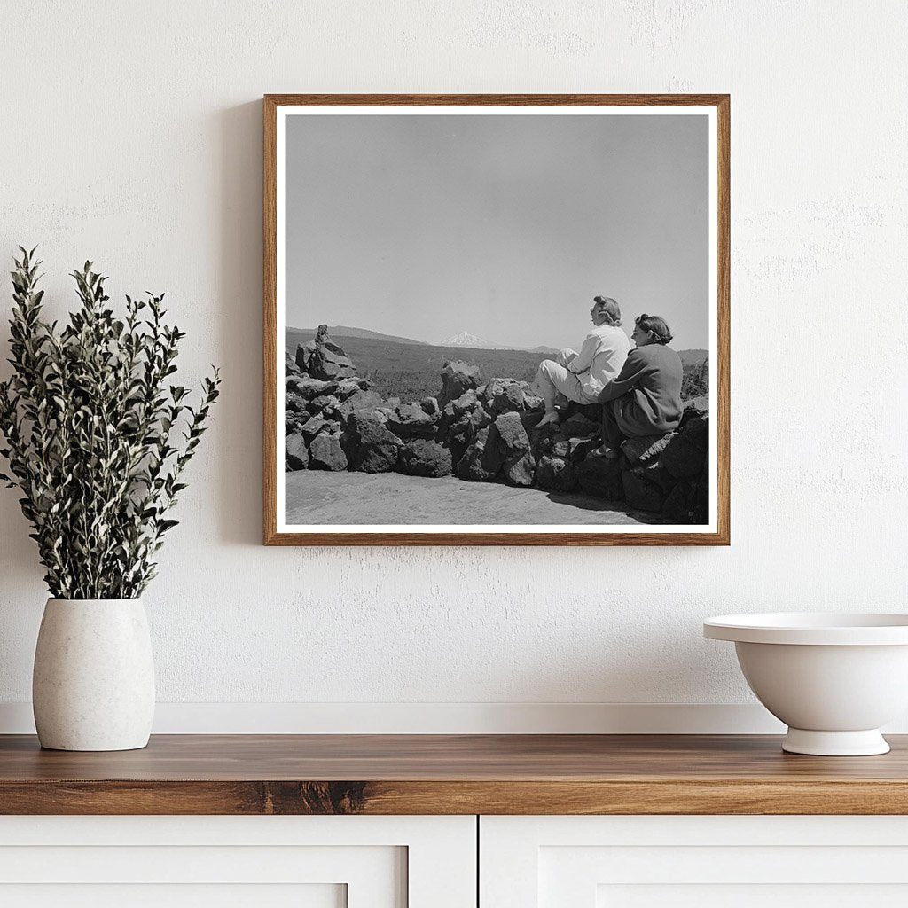 1942 Vintage Tourist at Dee Wright Observation Point Oregon - Available at KNOWOL