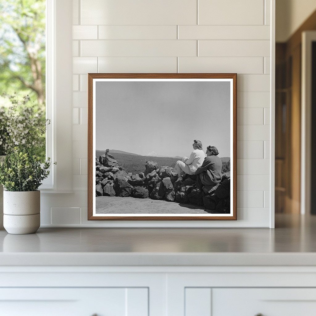 1942 Vintage Tourist at Dee Wright Observation Point Oregon - Available at KNOWOL