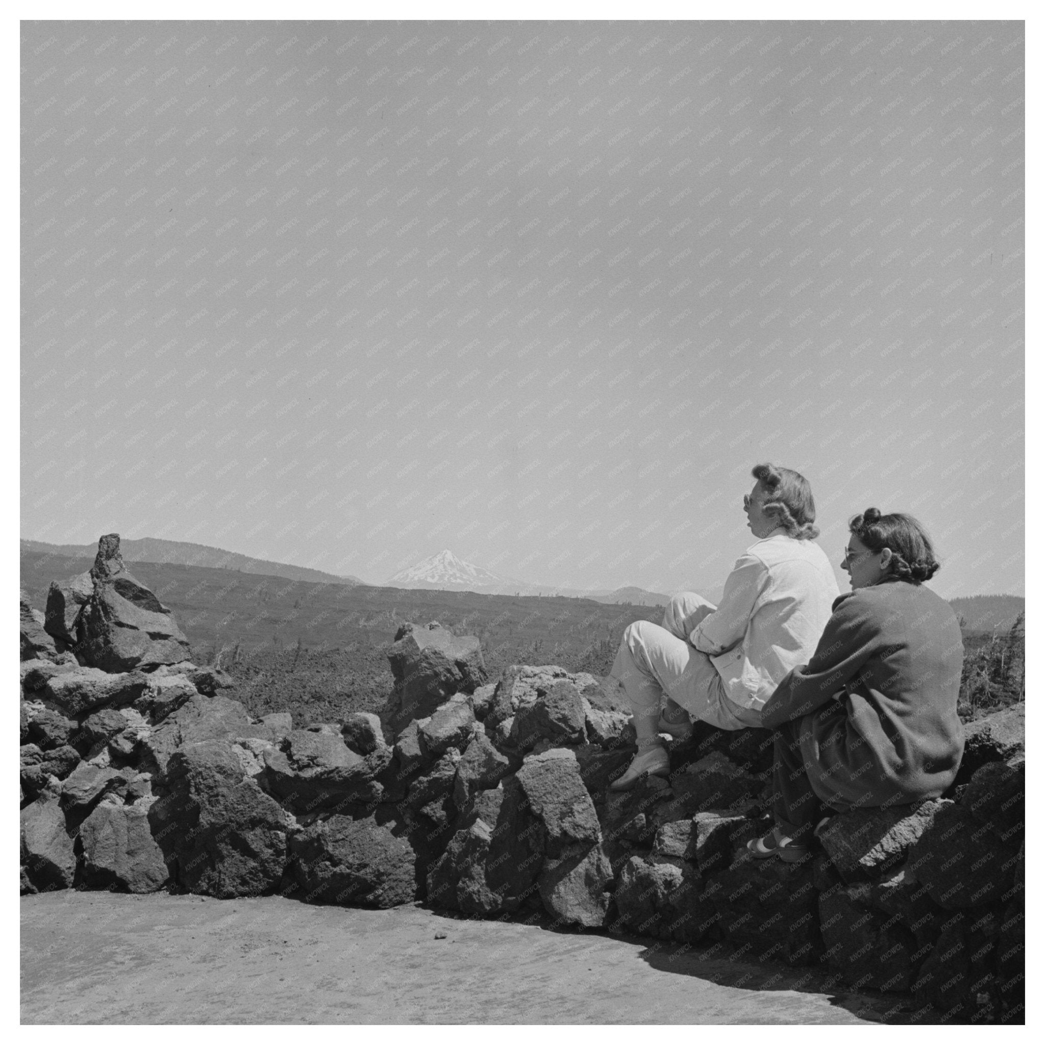 1942 Vintage Tourist at Dee Wright Observation Point Oregon - Available at KNOWOL