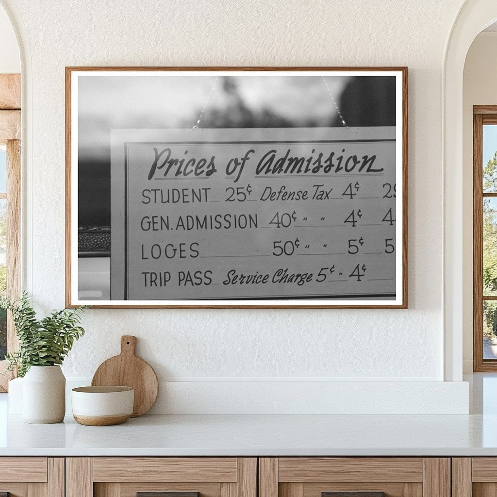 1944 Redding California Movie Show Price Schedule Sign - Available at KNOWOL