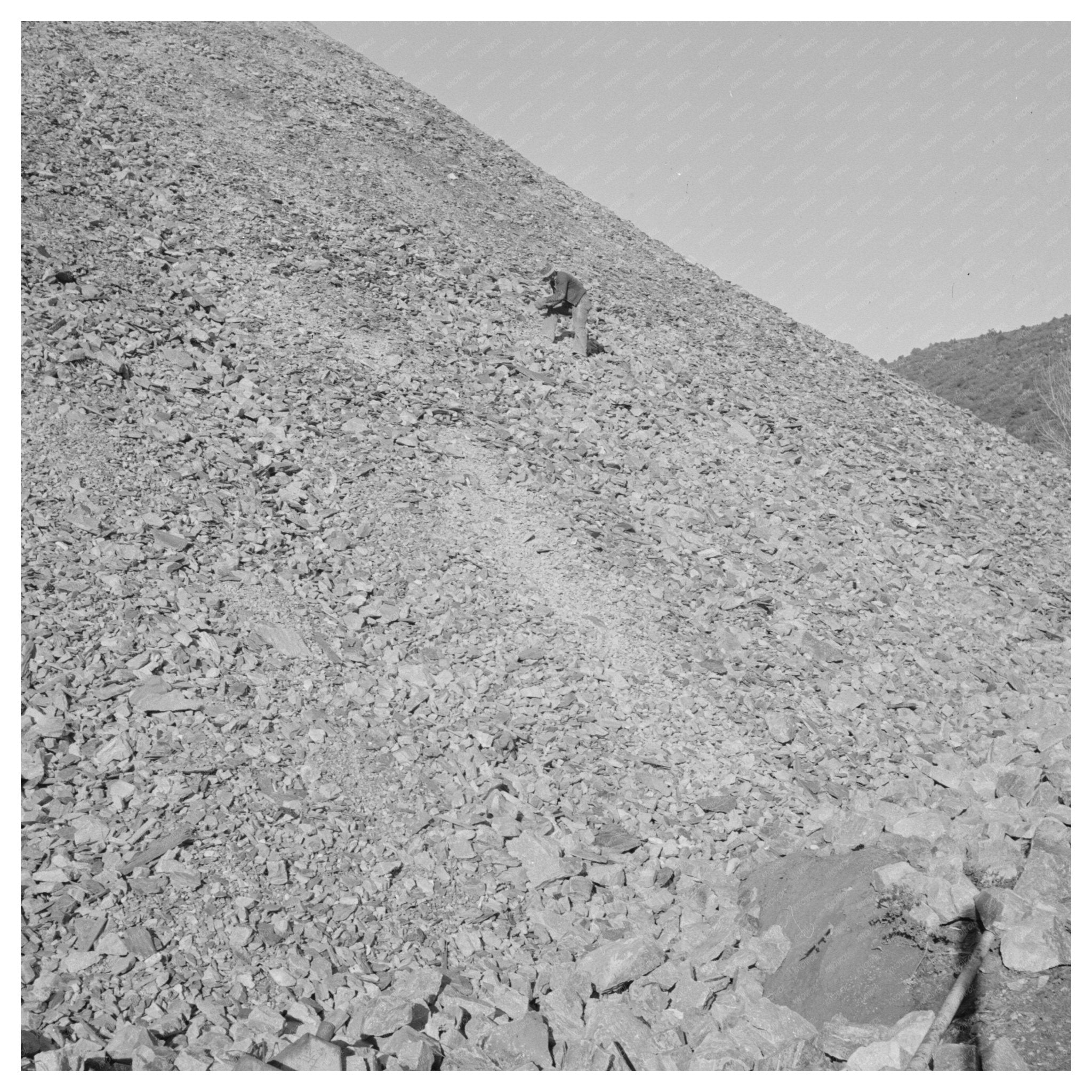 1944 Vintage Photo of Workman at Tungsten Ore Pile Arizona - Available at KNOWOL