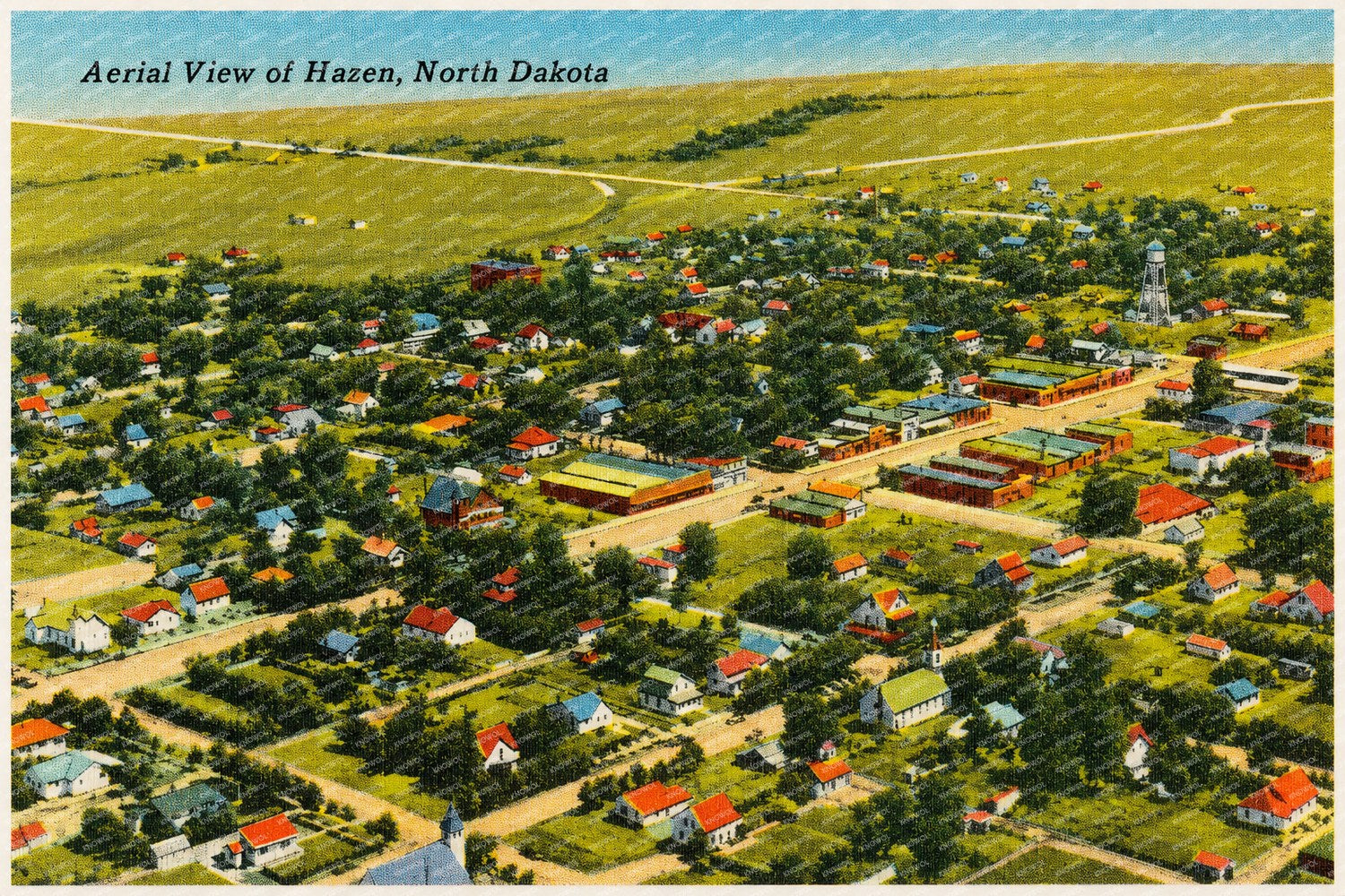 Hazen, ND: Aerial view of Hazen