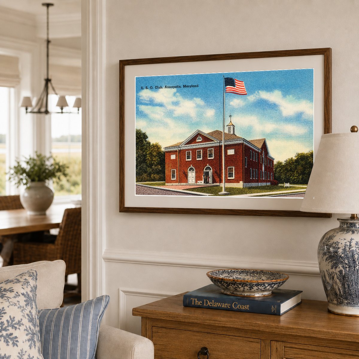 U. S. O. Club, Annapolis, Maryland — Vintage Maryland Postcard