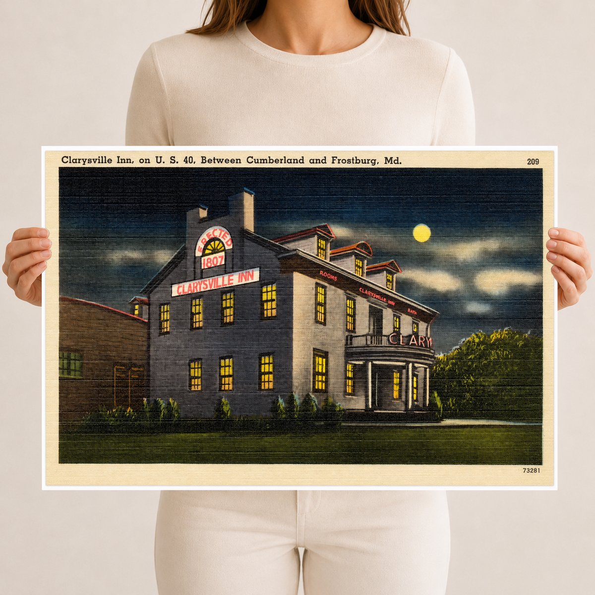 Clarysville Inn, on U. S. 40, between Cumberland and Frostburg, MD — Vintage Maryland Postcard