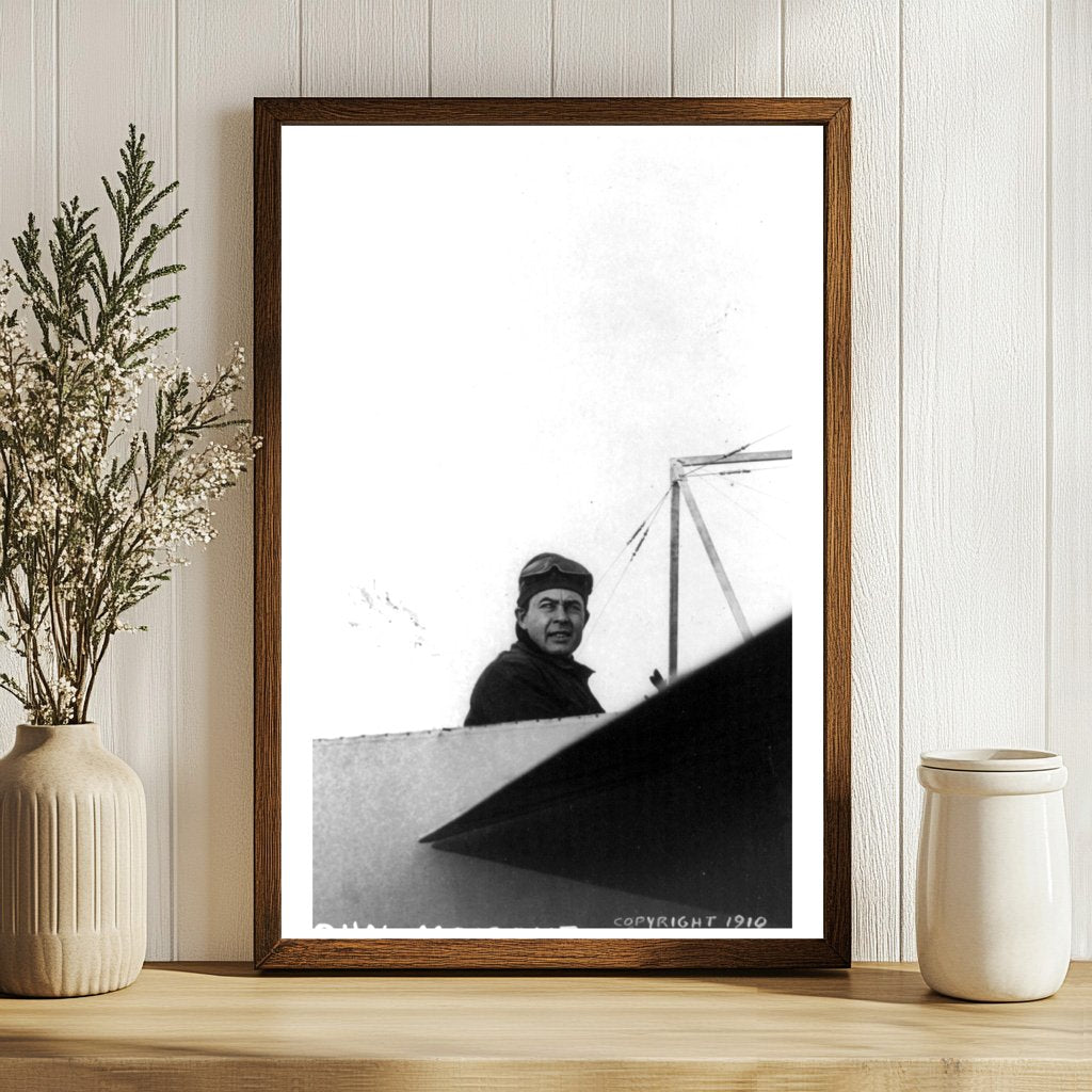 Pioneering Aviator John Moisant in Flight, c. 1910