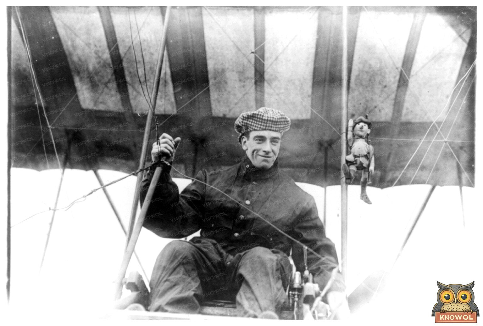 Early Aviation Pioneer in Flight - 1900s Vintage Photo