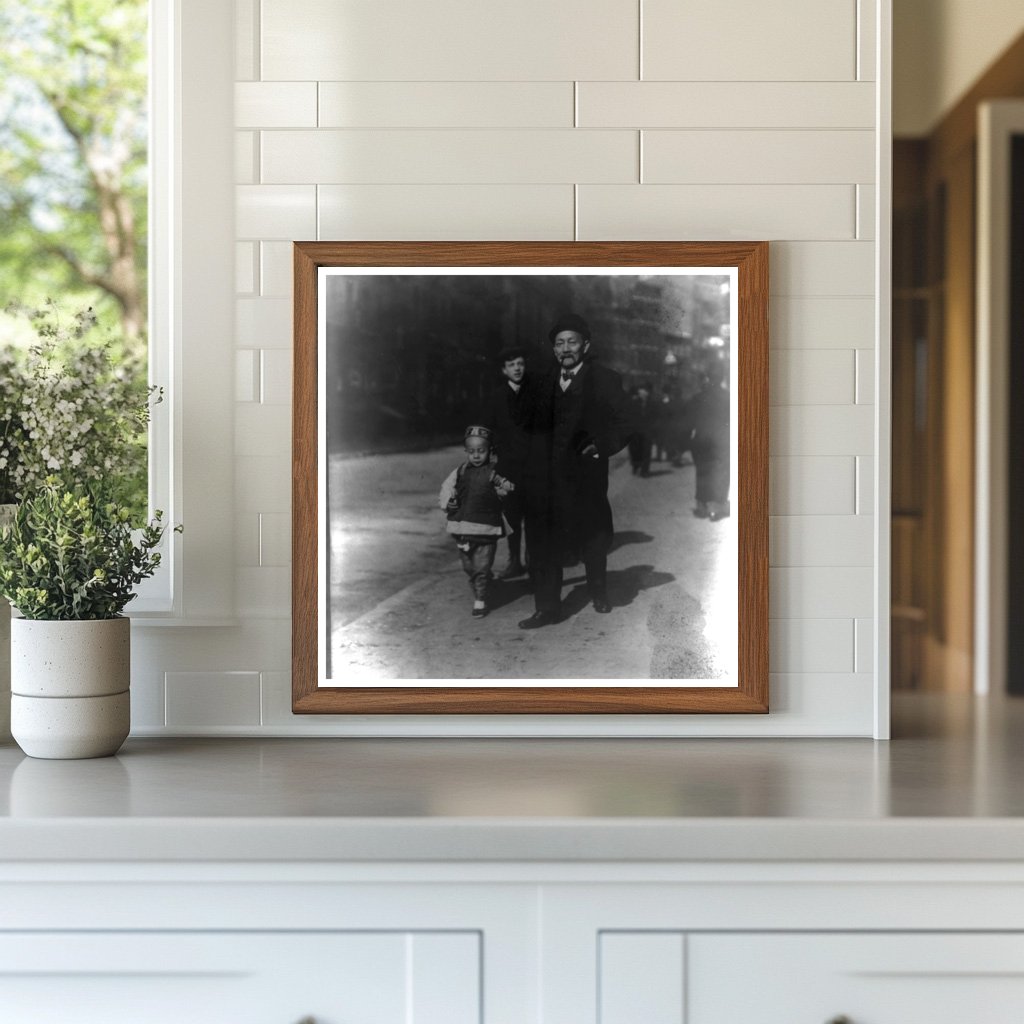 1900s Chinatown: Father and Son Strolling Together