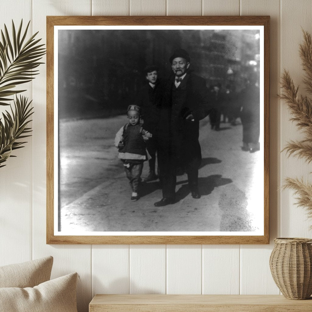 1900s Chinatown: Father and Son Strolling Together