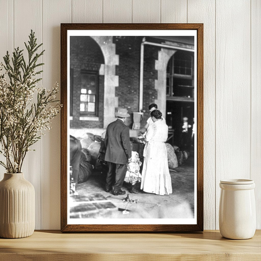 Heartfelt Arrival: Immigrant Family at Ellis Island, 1917
