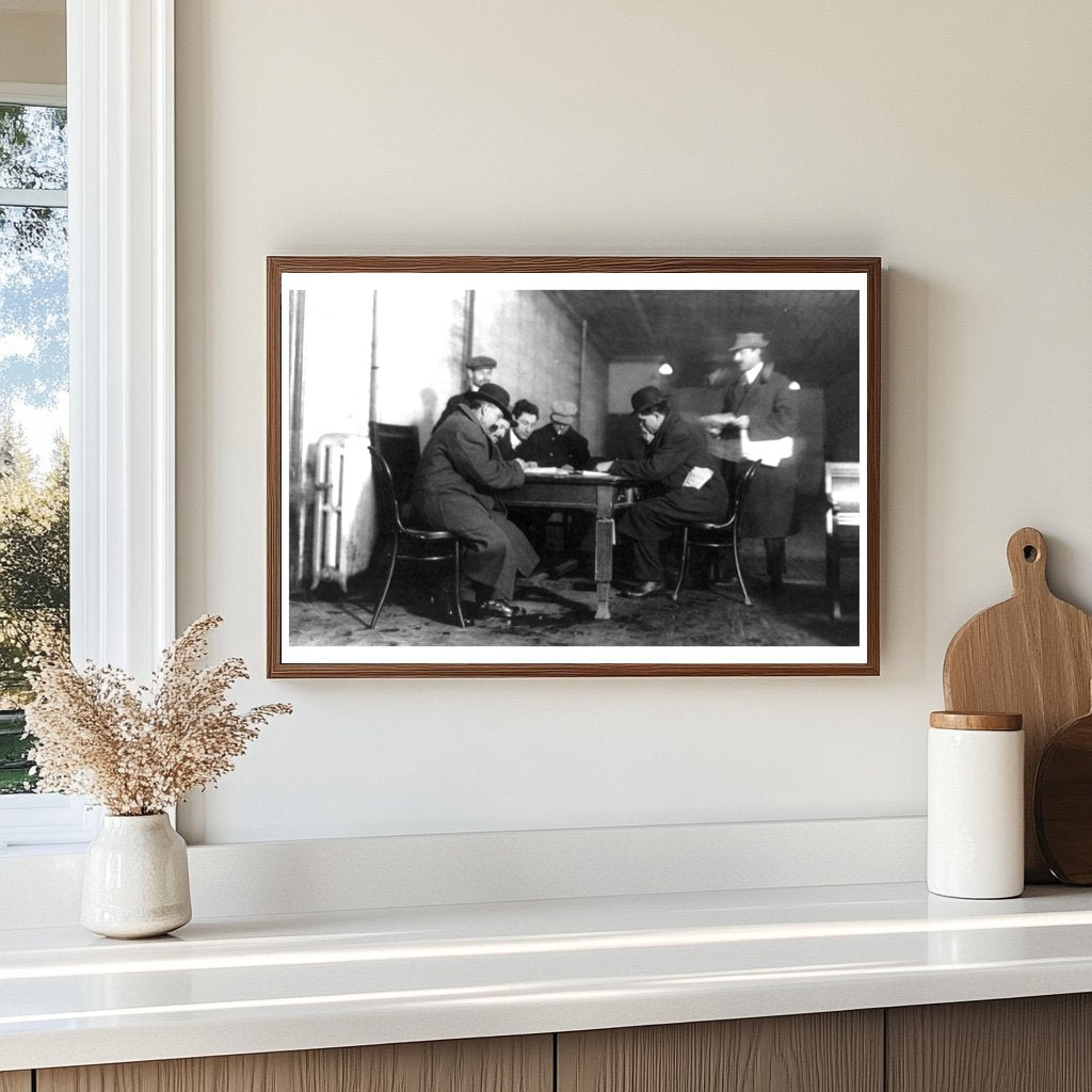 1914 NYC Unemployment Bureau Registration Scene