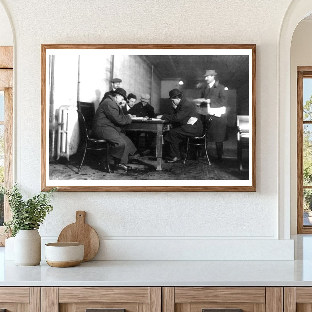 1914 NYC Unemployment Bureau Registration Scene