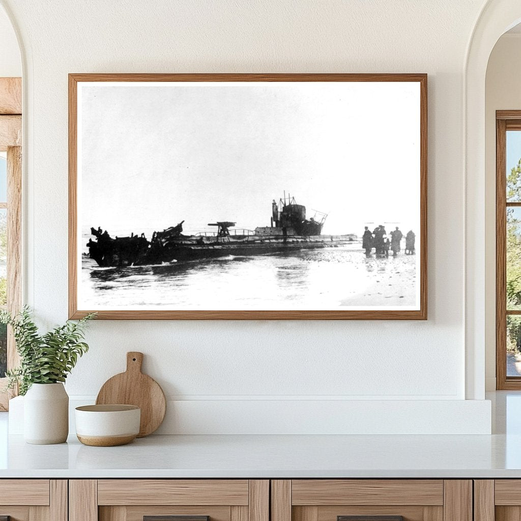 Historic U-20 Submarine Grounded on Danish Coast, 1916