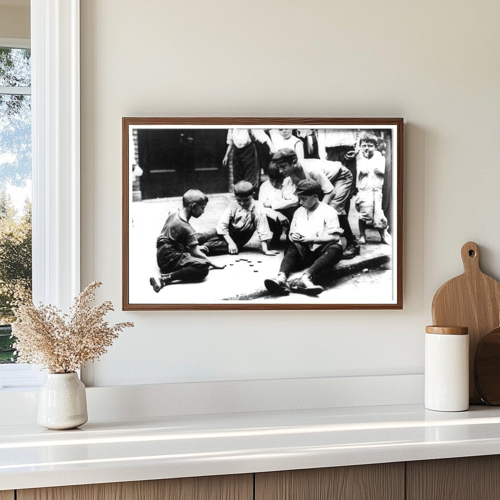 Street Life: Boys Engrossed in Checkers, NYC 1908-1915