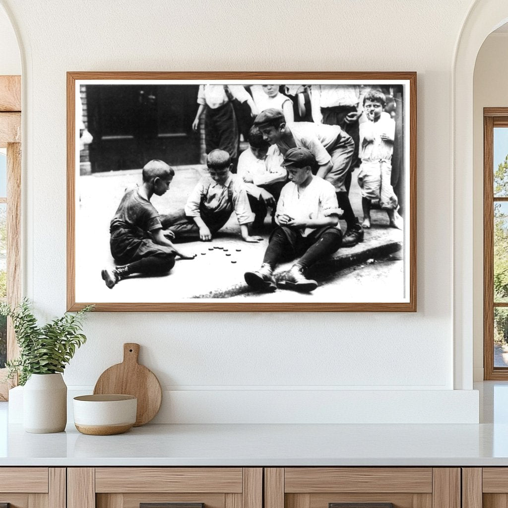 Street Life: Boys Engrossed in Checkers, NYC 1908-1915