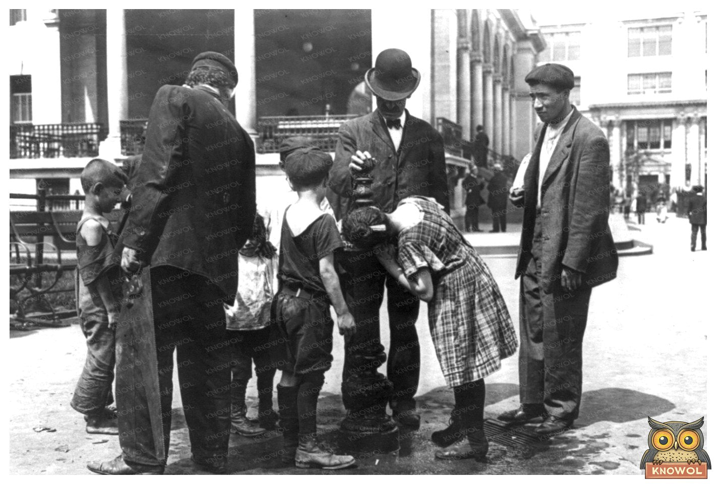 1900s NYC: Kids Refreshing at Water Fountain
