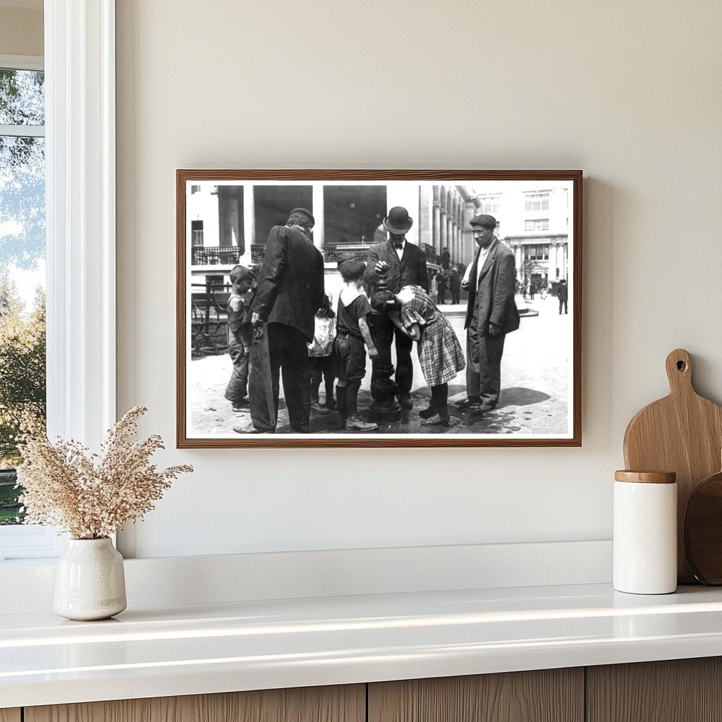 1900s NYC: Kids Refreshing at Water Fountain