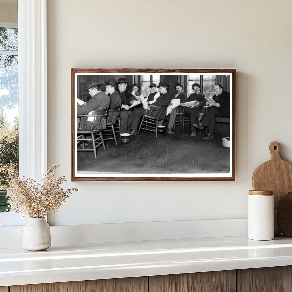 1908 Bowery Lodging House Reading Room Scene