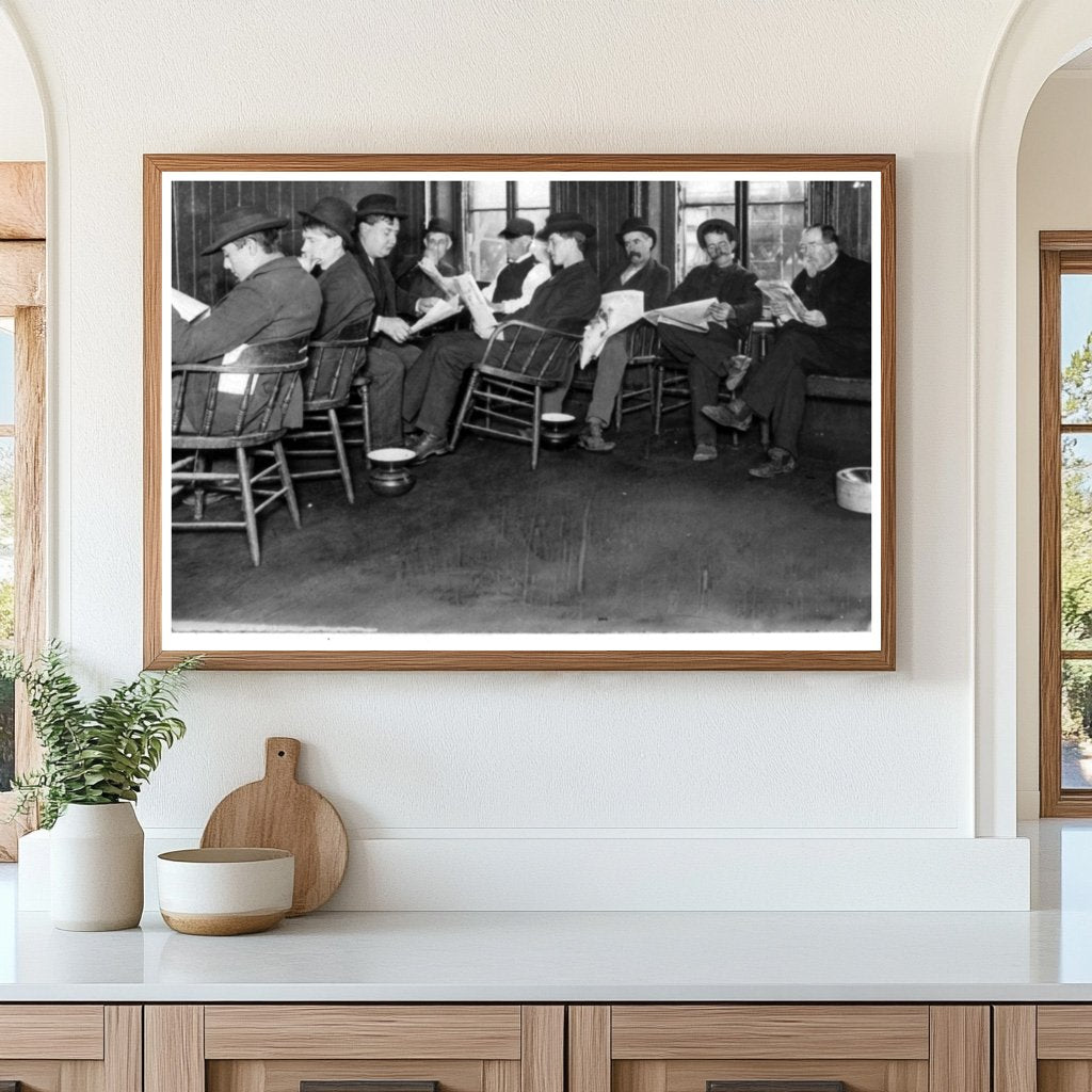 1908 Bowery Lodging House Reading Room Scene