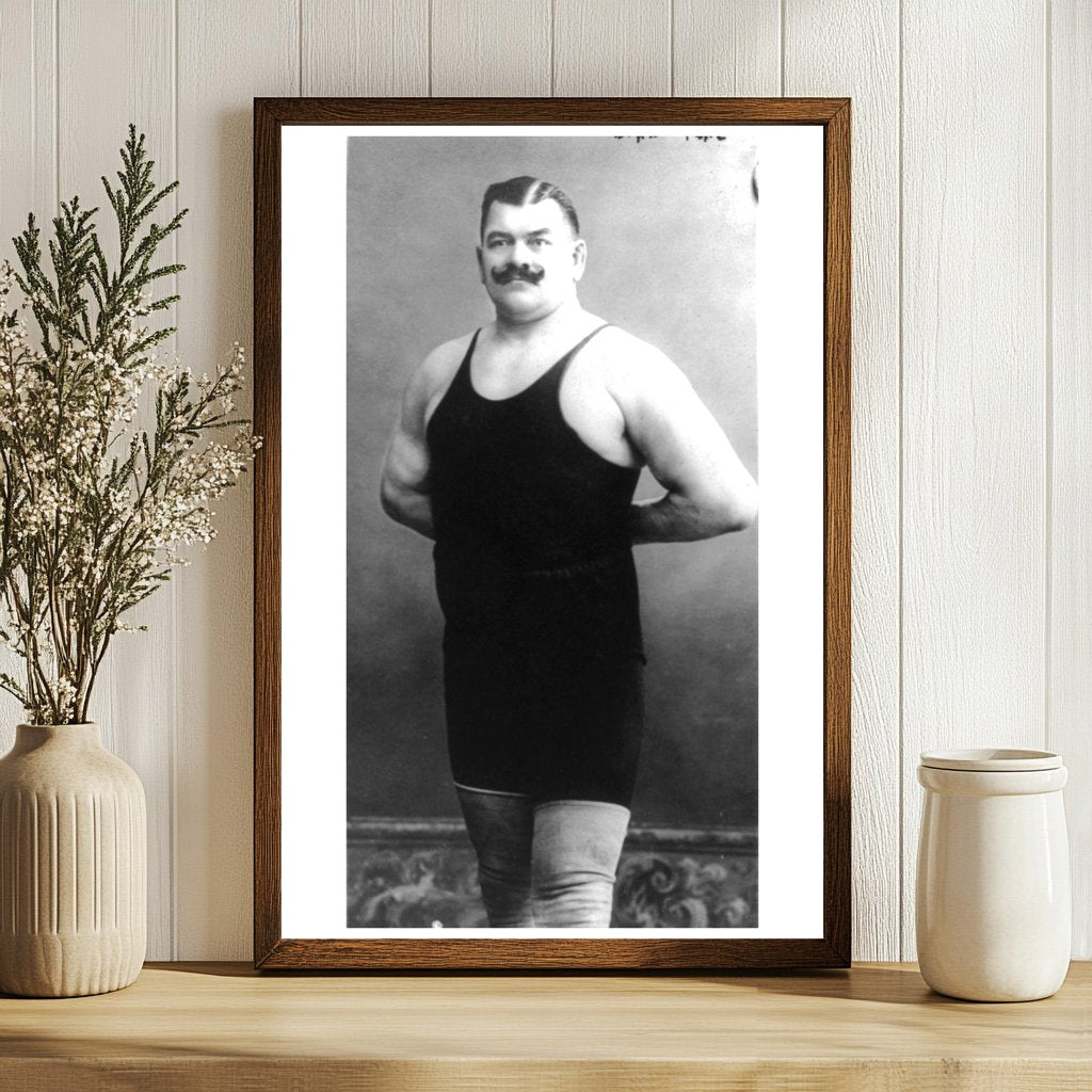 1918 Wrestling Star John Pohl in Dynamic Action Pose