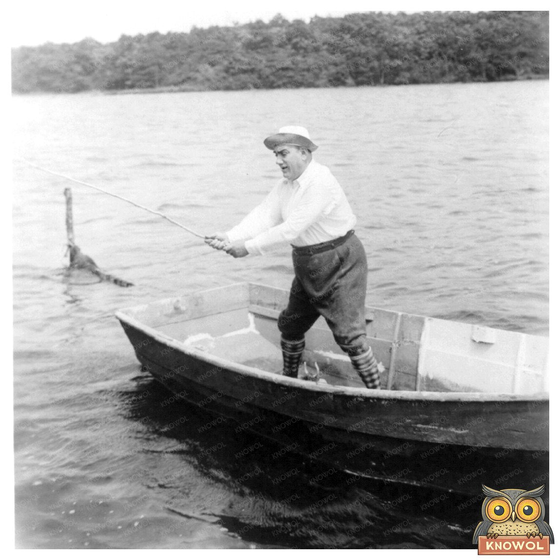 Enrico Caruso Fishing in a Boat, Easthampton 1920