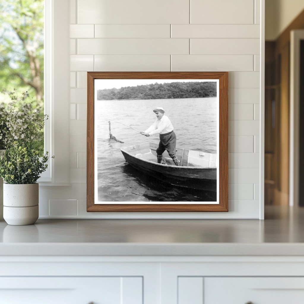 Enrico Caruso Fishing in a Boat, Easthampton 1920