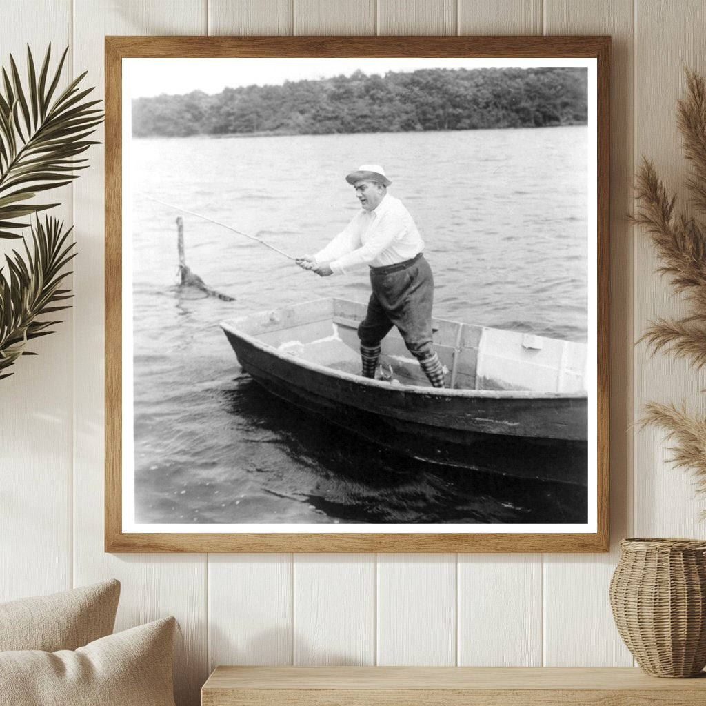 Enrico Caruso Fishing in a Boat, Easthampton 1920