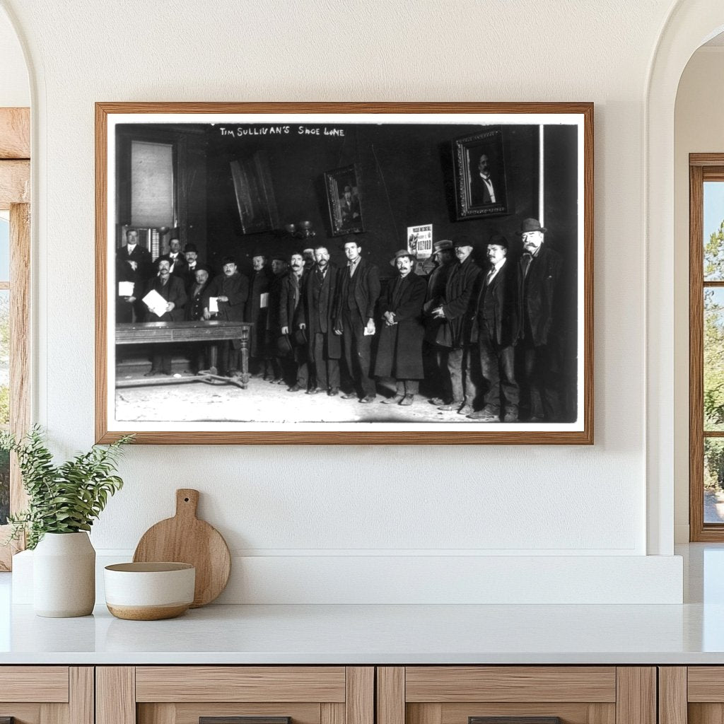 1910 Bowery Men Waiting in Line for New Shoes