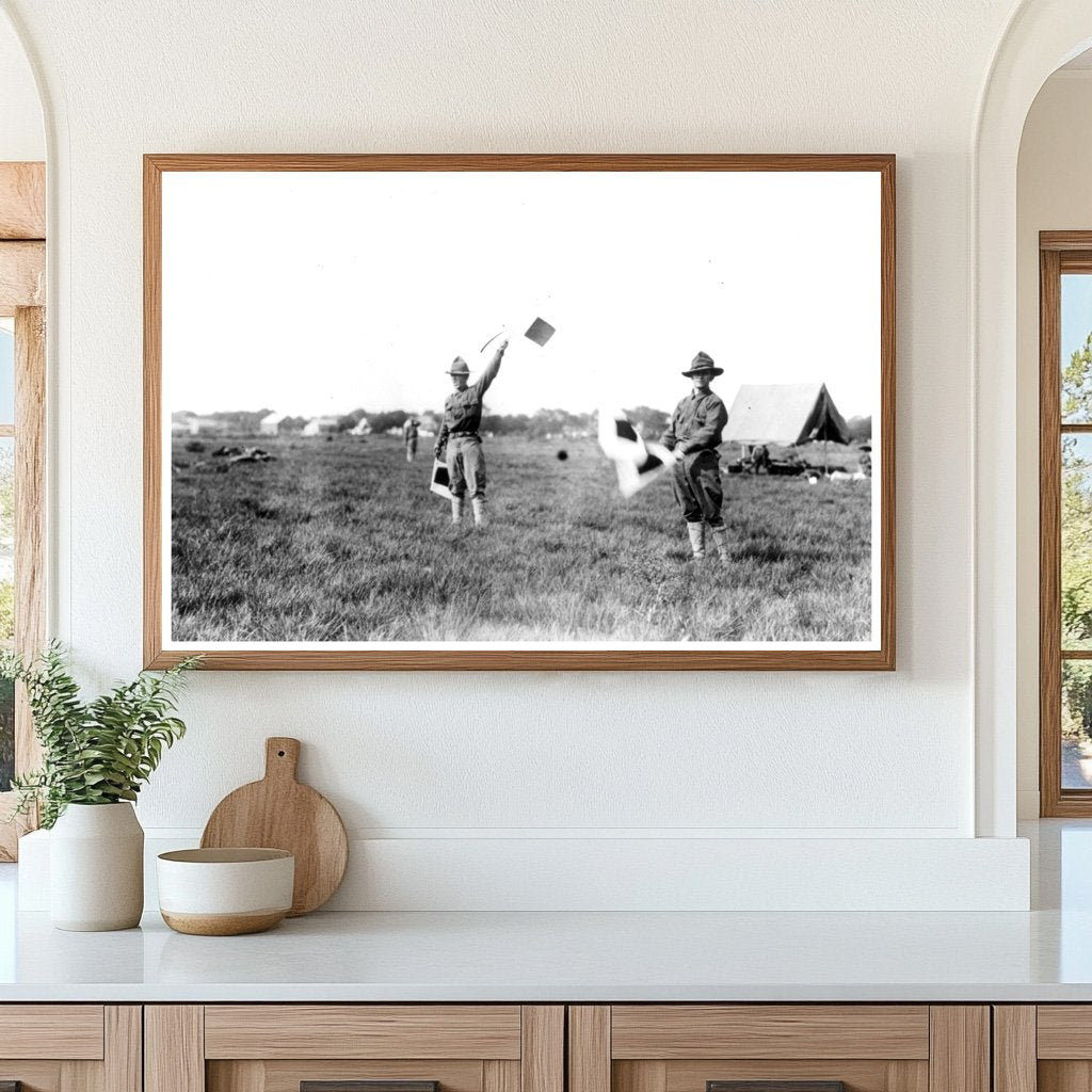 1915 Soldiers Signaling During National Guard Drills